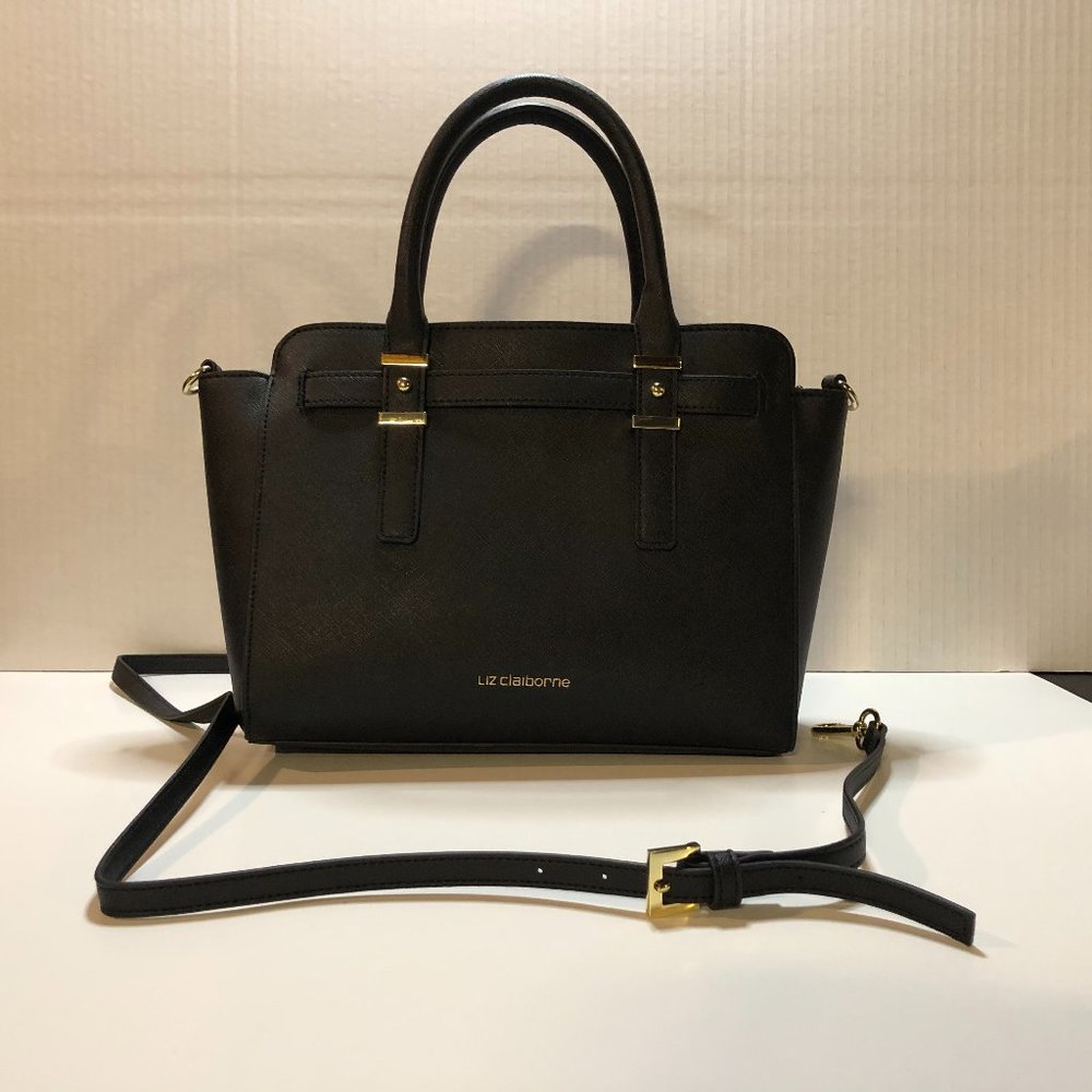 Liz Claiborne saffiano style satchel w/strap